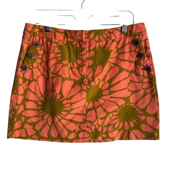 J. Crew Orange Sunburst Floral Cotton Pocketed Mini Skirt Size 8 - Picture 1 of 6